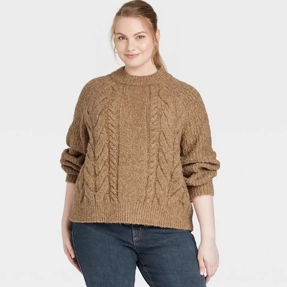 Women's Plus Size Mock Turtleneck Pullover Sweater - Picture 1 of 1